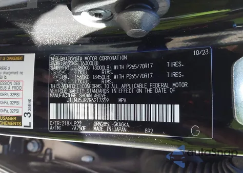 2024 Toyota 4Runner Sr5 Premium из США, поврежденный, VIN JTENU5JR7R6217359